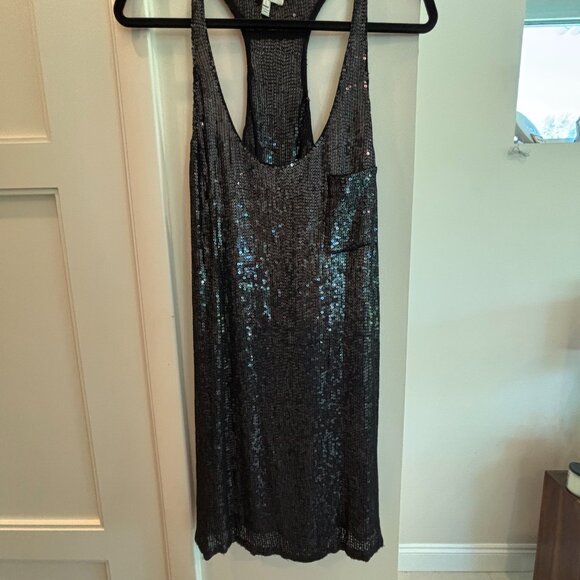 Joie Silk Sequin Shift Dress, Sz L - Picture 5 of 6